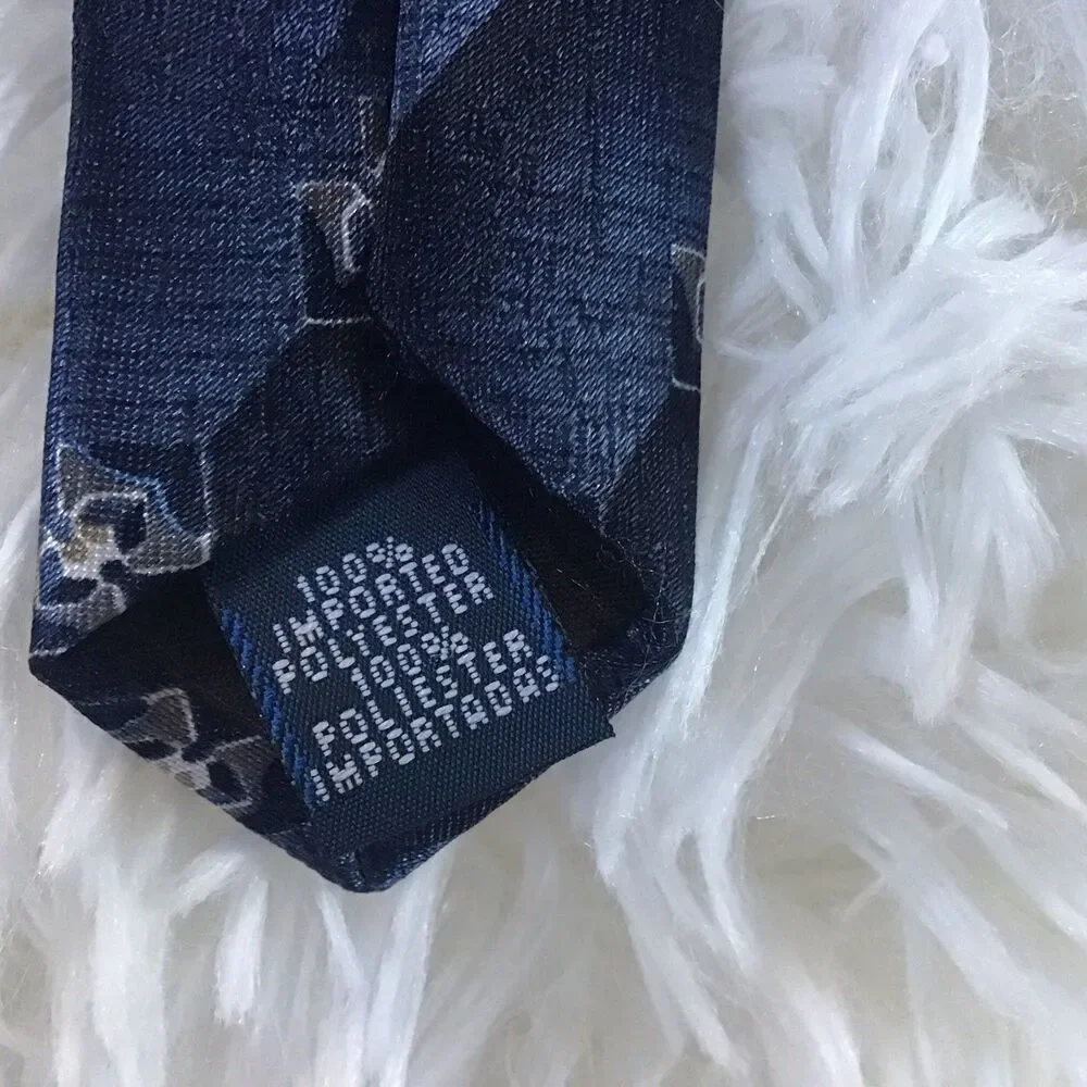 David Taylor Neck Tie Blue Geometric Stripe 3.5 Inches Wide